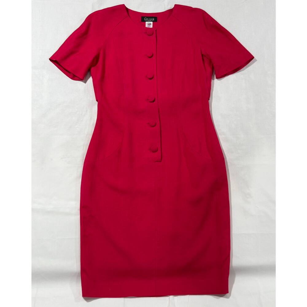 Vintage Gillian Dress 1980's Fushia Pink ILGWU Made in USA Size 8 (055)